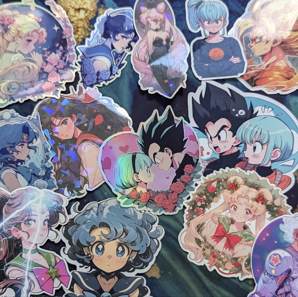 13 sailor moon and dragon ball z stickers